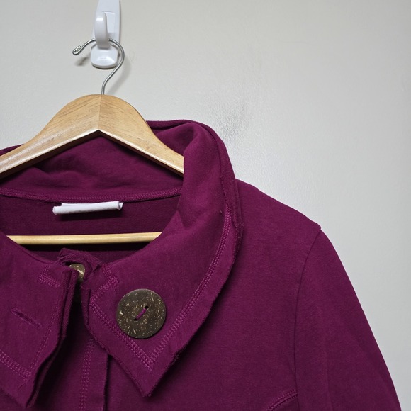 Neon Buddha Jacket Wooden Button Artisan Sz XL Artsy Lagenlook Craftcore Magenta - Picture 3 of 7